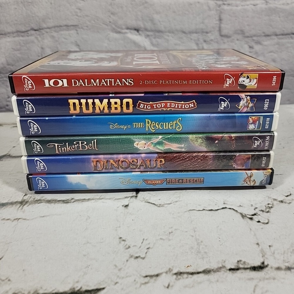 Disney Movies DVDs Lot of‎ 6 Dumbo, The Rescuers Tinkerbell